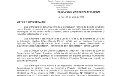 Resolución Ministerial 525/2018 Manual de Organización de Funciones