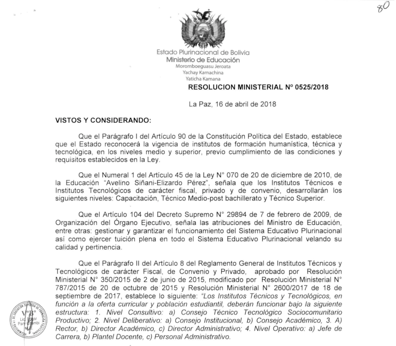 Resolución Ministerial 525/2018 Manual de Organización de Funciones